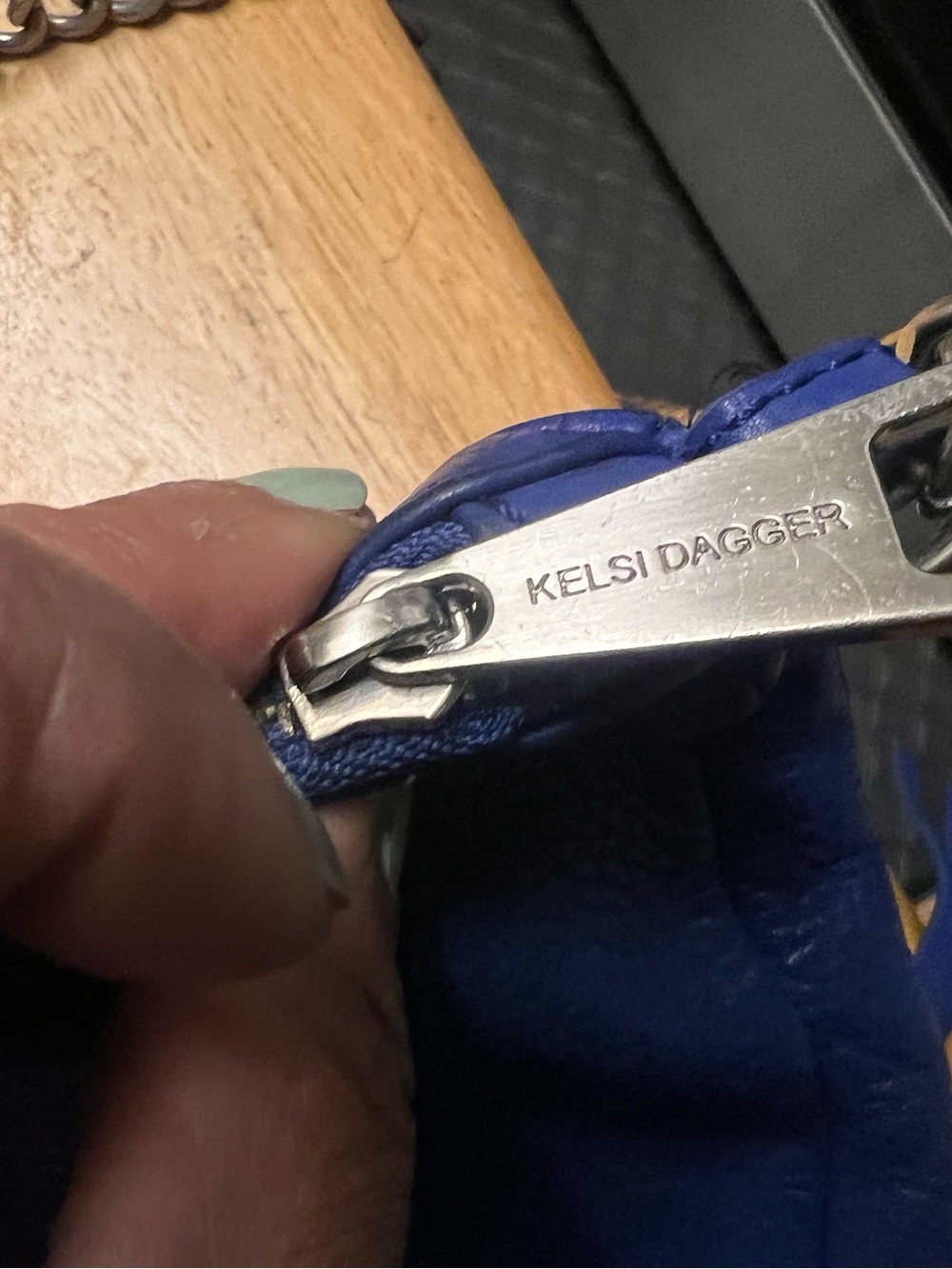 Kelsi Dagger Royal Blue Leather Crossbody with Silver Hardware